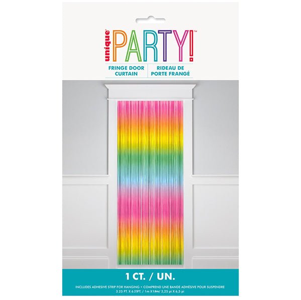 Fringe Door Curtain - Neon Rainbow - The Party Marketplace