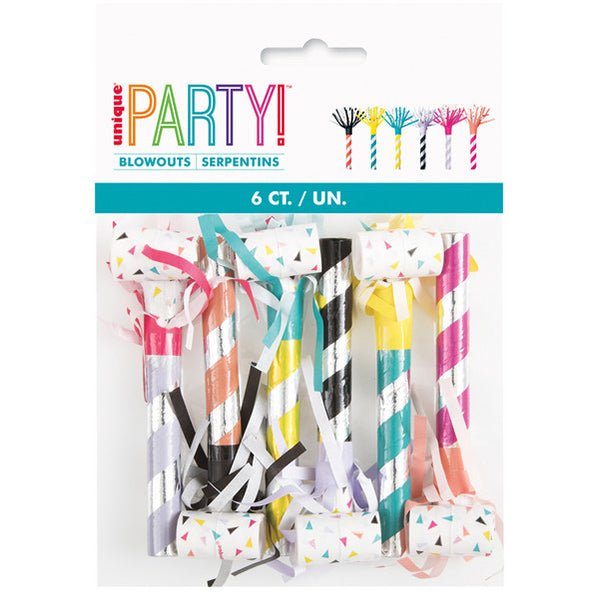 Fringed Blowouts - Assorted Colours (Pack of 6) - The Party Marketplace