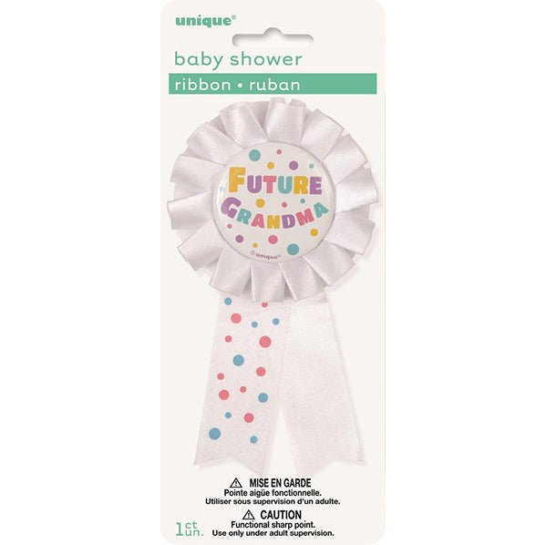 "Future Grandma" Award Ribbon - White - The Party Marketplace