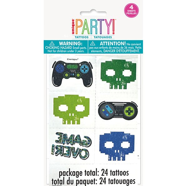 Gamer Birthday Tattoos (Pack of 24) - The Party Marketplace