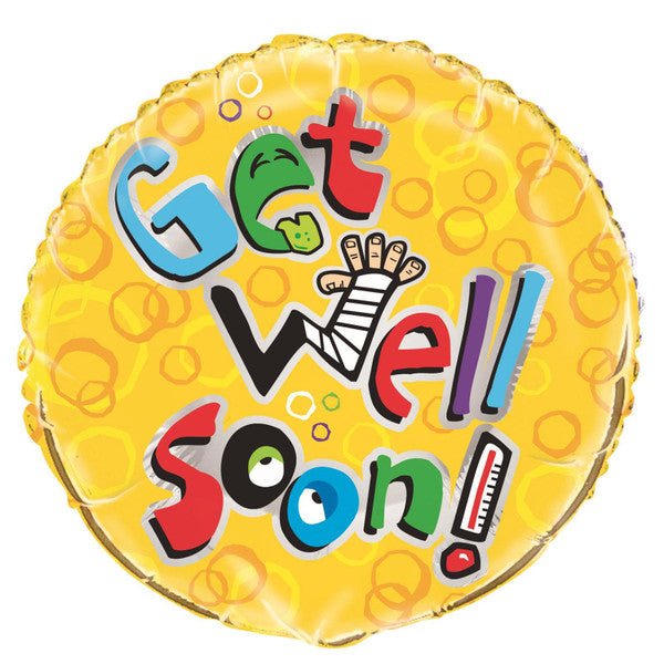 "Get Well Soon" Humour Foil Balloon 45cm - The Party Marketplace