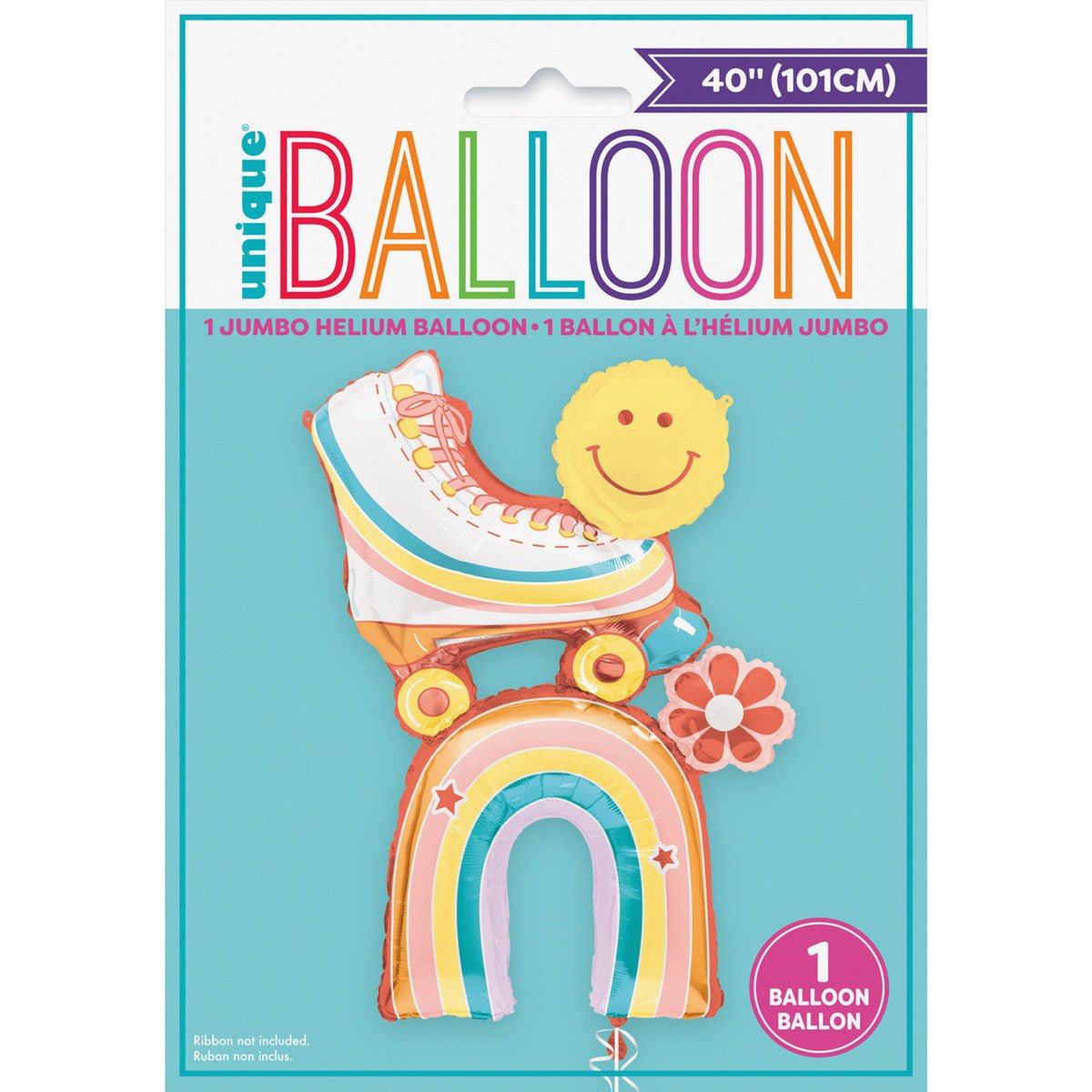 Giant Rainbow & Roller Skate Foil Balloon 101cm - The Party Marketplace