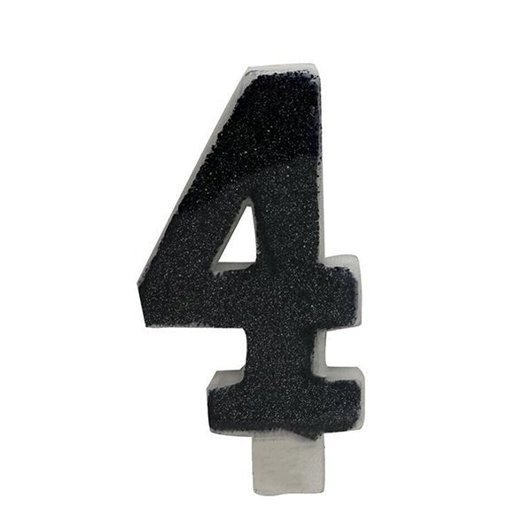 Glitter Black Numeral Candle - 4 - The Party Marketplace