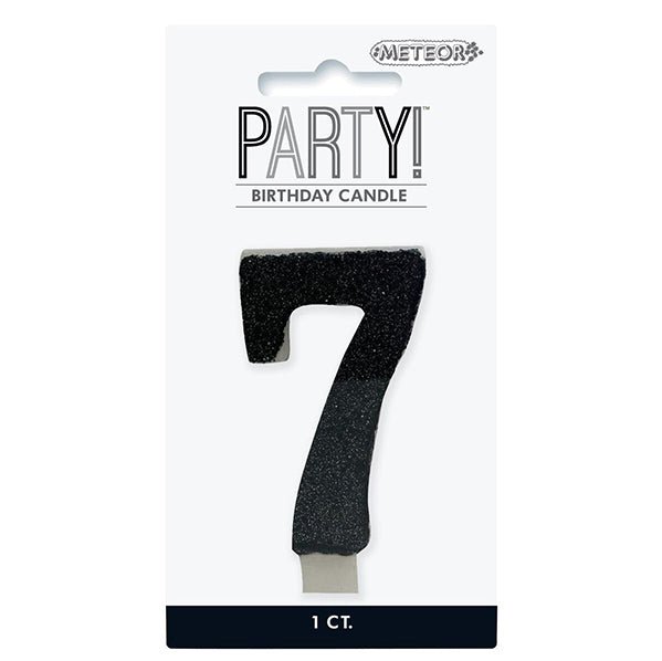 Glitter Black Numeral Candle - 7 - The Party Marketplace