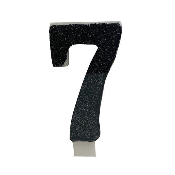 Glitter Black Numeral Candle - 7 - The Party Marketplace