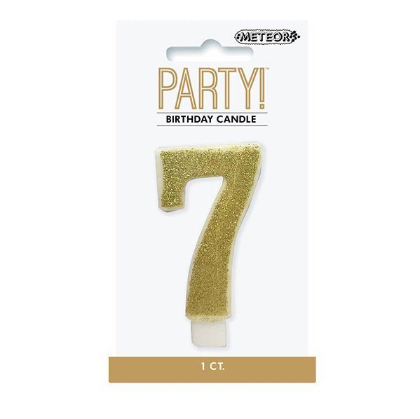 Glitter Gold Numeral Candle - 7 - The Party Marketplace