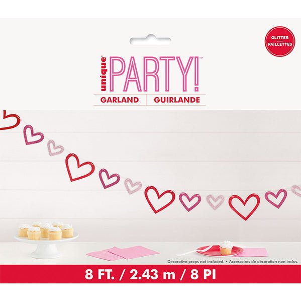 Glitter Hearts Cutout Banner 2.43m - The Party Marketplace