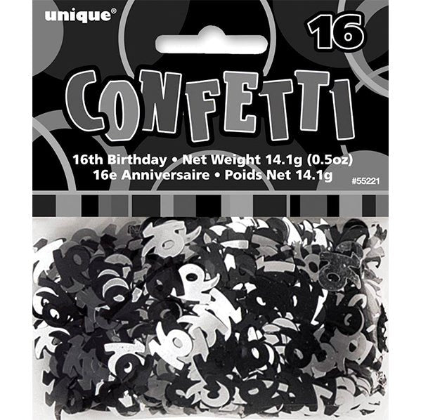 Glitz Black "16" Confetti (14g) - The Party Marketplace