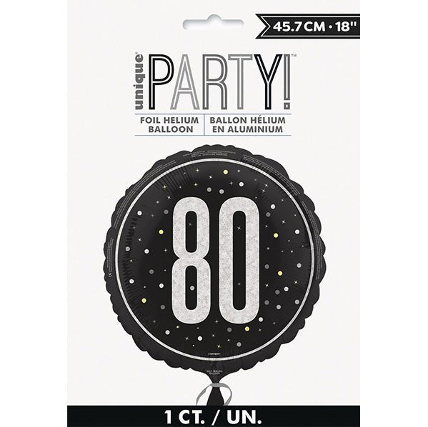 Glitz Black "80" Foil Prismatic Balloon 45cm - The Party Marketplace