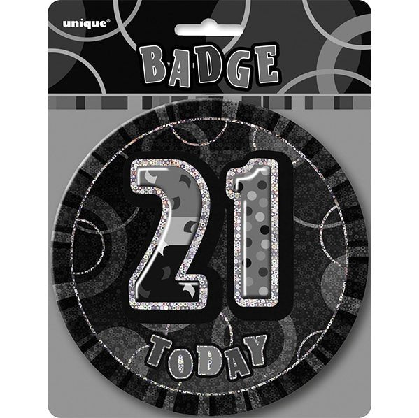 Glitz Black Jumbo Birthday Badge - "21" - The Party Marketplace