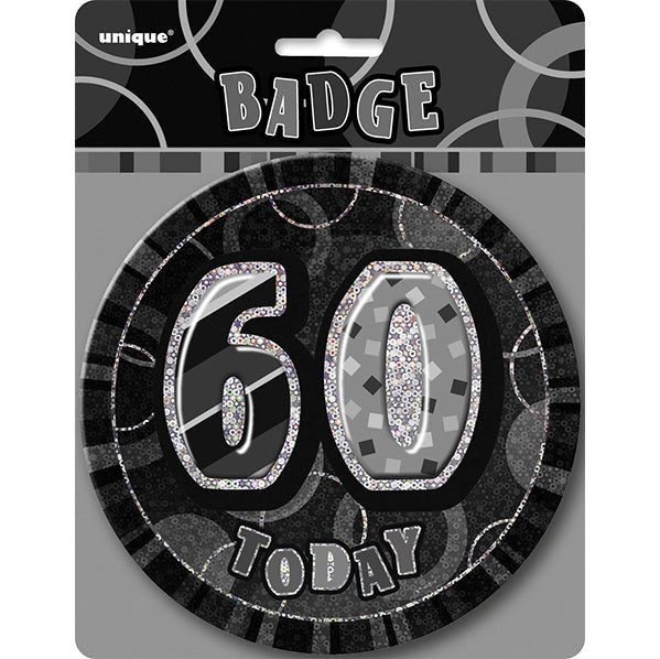 Glitz Black Jumbo Birthday Badge - "60" - The Party Marketplace