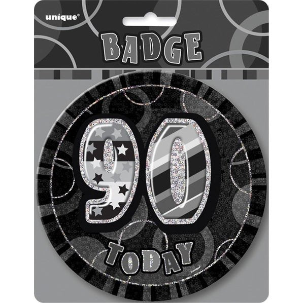 Glitz Black Jumbo Birthday Badge - "90" - The Party Marketplace