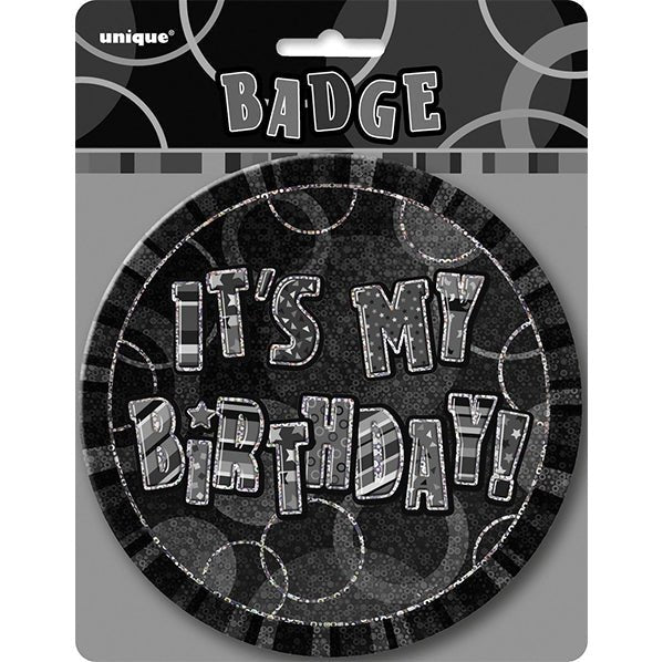 Glitz Black Jumbo Birthday Badge - "It's My Birthday" - The Party Marketplace