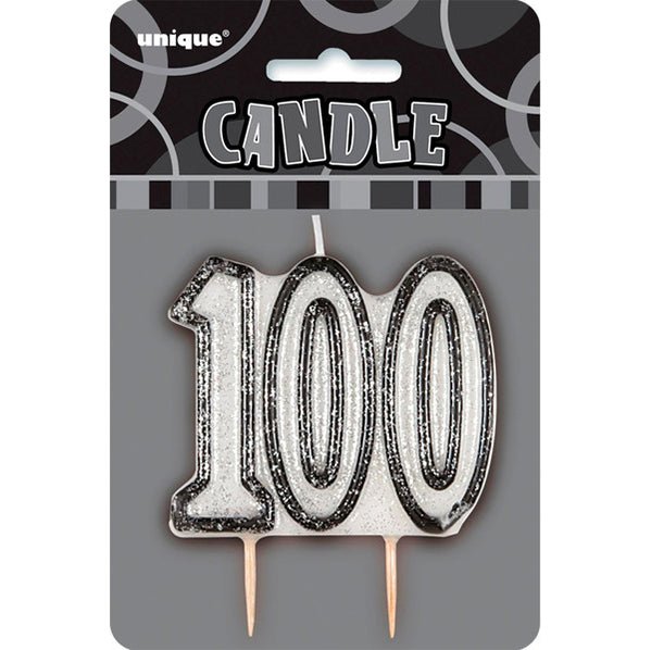 Glitz Black Numeral Pick Candle - 100 - The Party Marketplace