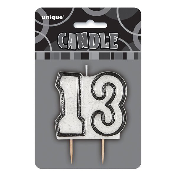 Glitz Black Numeral Pick Candle - 13 - The Party Marketplace
