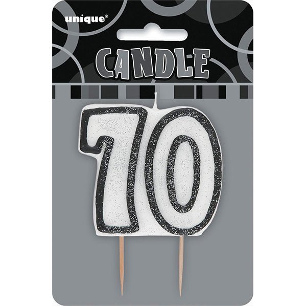 Glitz Black Numeral Pick Candle - 70 - The Party Marketplace