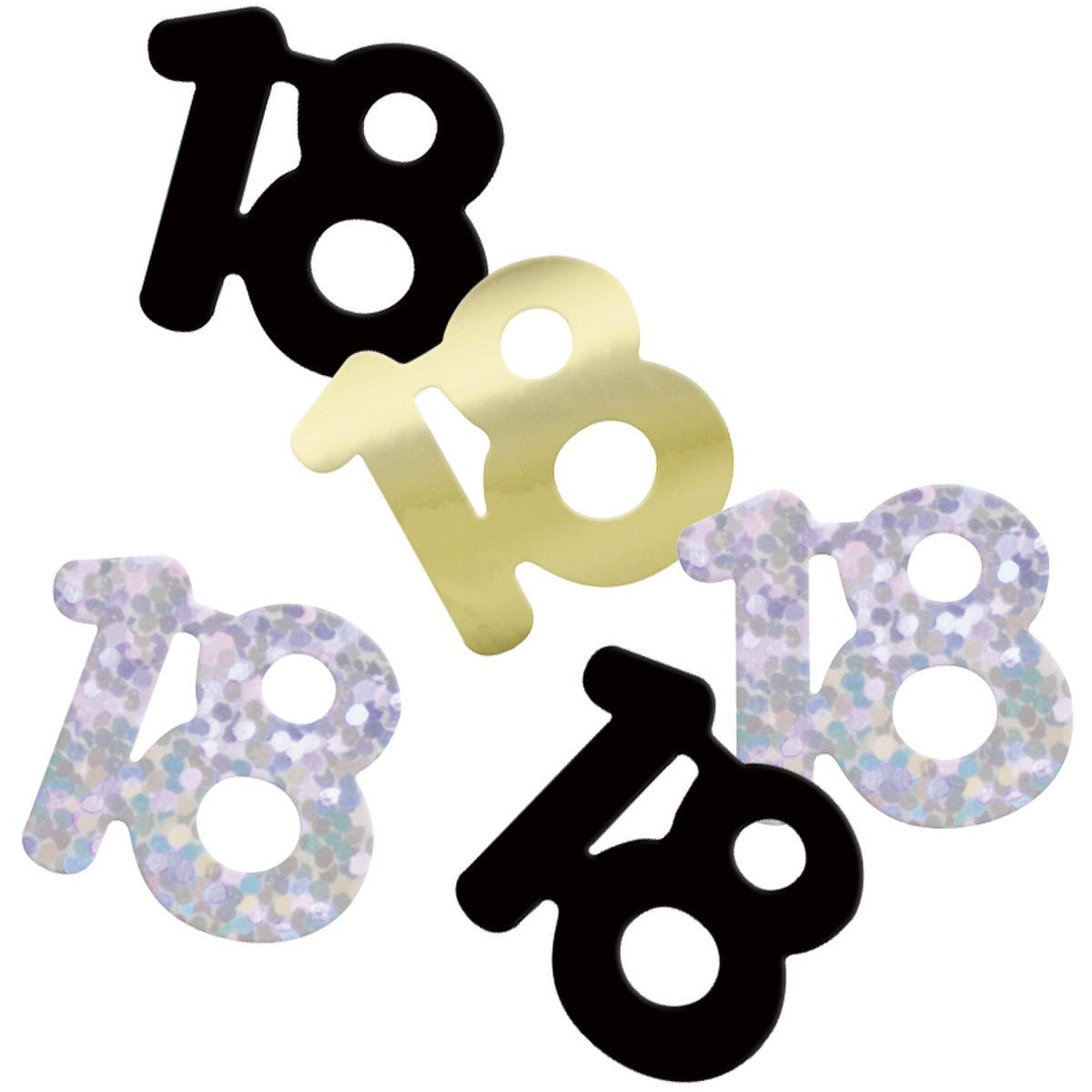 Glitz Black, Silver & Gold "18" Confetti (14g) - The Party Marketplace