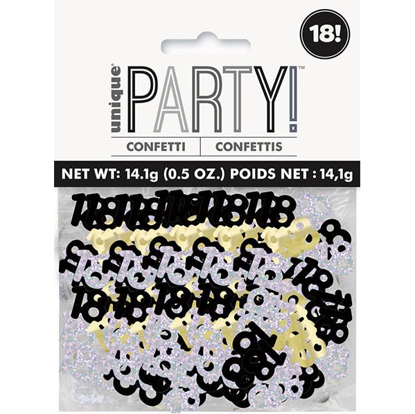 Glitz Black, Silver & Gold "18" Confetti (14g) - The Party Marketplace