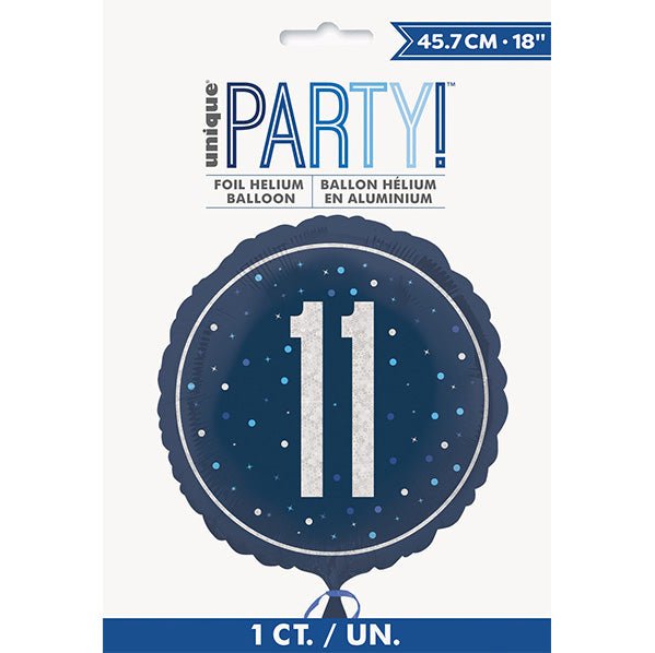 Glitz Blue "11" Foil Prismatic Balloon 45cm - The Party Marketplace
