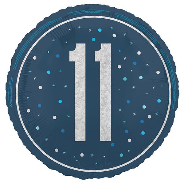 Glitz Blue "11" Foil Prismatic Balloon 45cm - The Party Marketplace