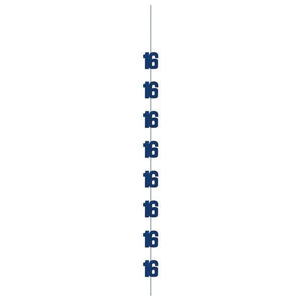 Glitz Blue "16" Hanging Decorations (Pack of 6) - The Party Marketplace