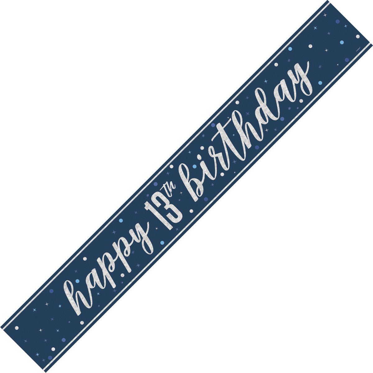 Glitz Blue "Happy 13th Birthday" Foil Banner - 2.74m - The Party Marketplace