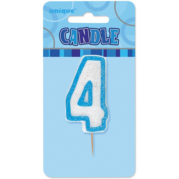 Glitz Blue Numeral Pick Candle - 4 - The Party Marketplace