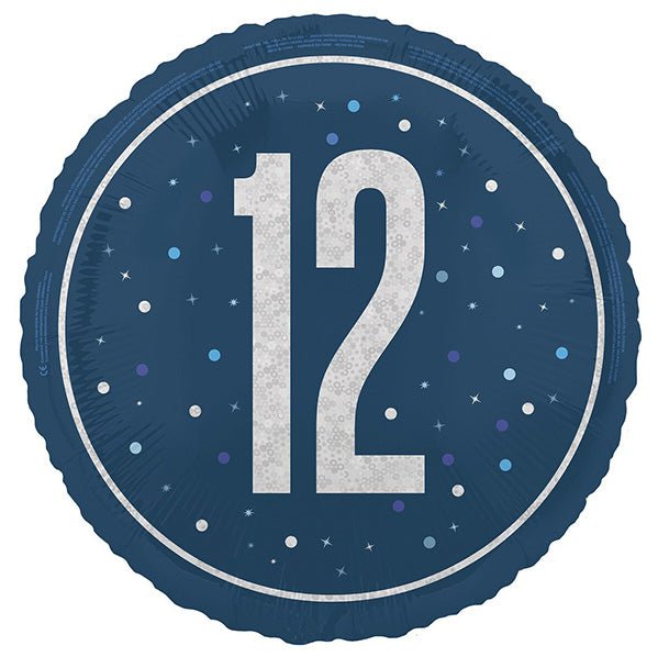 Glitz Blue Round "12" Foil Balloon 45cm - The Party Marketplace