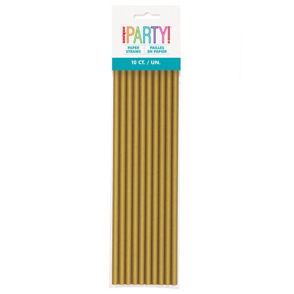 Glitz Gold Paper Straws (Pack of 10) - The Party Marketplace