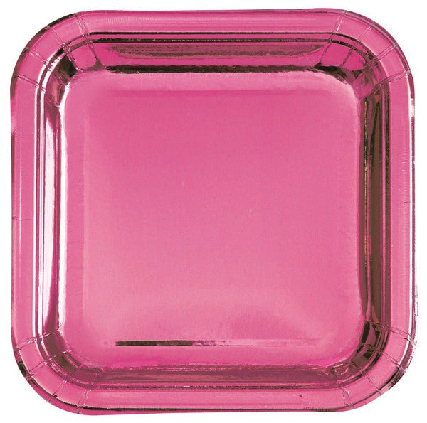 Glitz Hot Pink Square Appetizer Paper Plates 23cm (Pack of 8) - The Party Marketplace