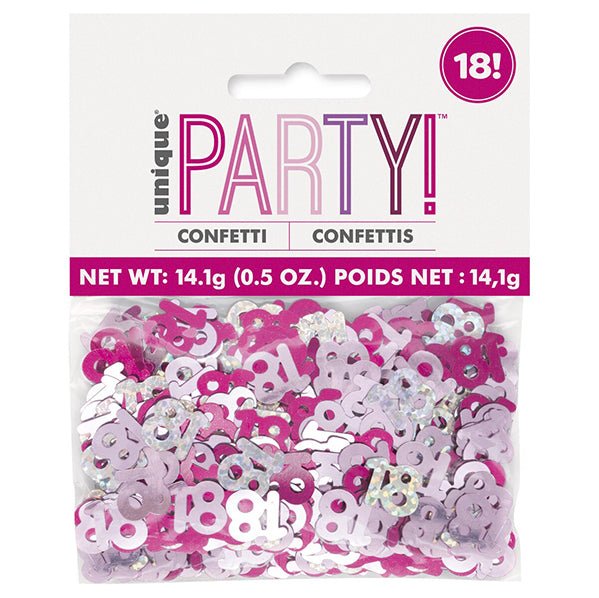 Glitz Pink "18" Confetti (14g) - The Party Marketplace