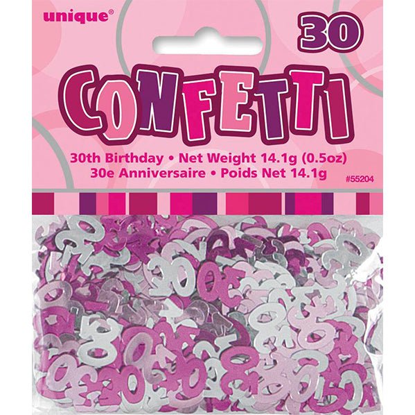 Glitz Pink "30" Confetti (14g) - The Party Marketplace