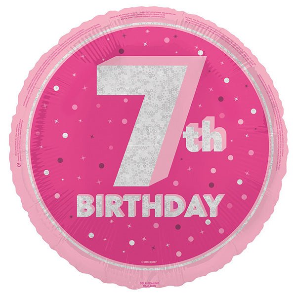 Glitz Pink "7th Birthday" Foil Balloon 45cm - The Party Marketplace