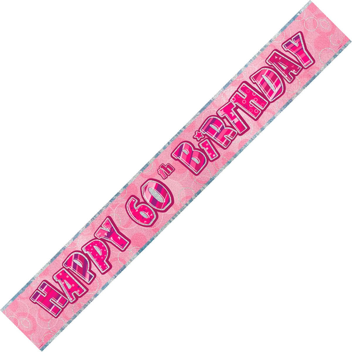 Glitz Pink "Happy 60th Birthday" Foil Banner - 3.65m - The Party Marketplace