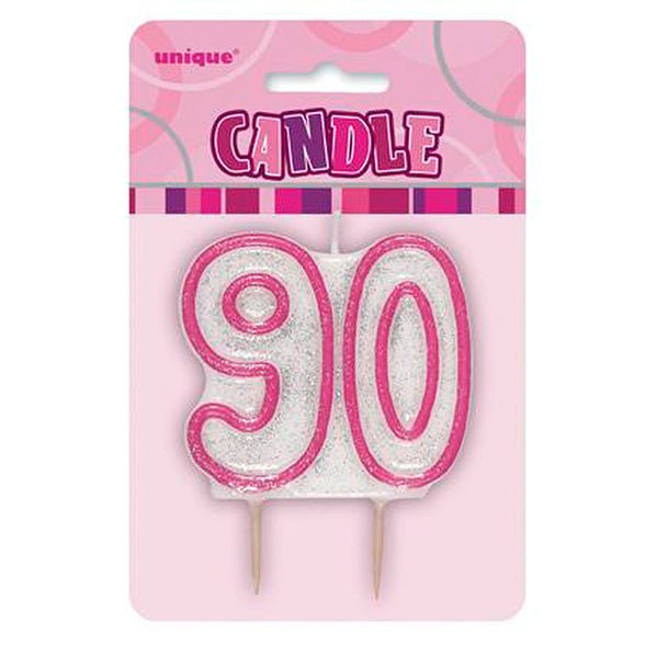 Glitz Pink Numeral Pick Candle - 90 - The Party Marketplace