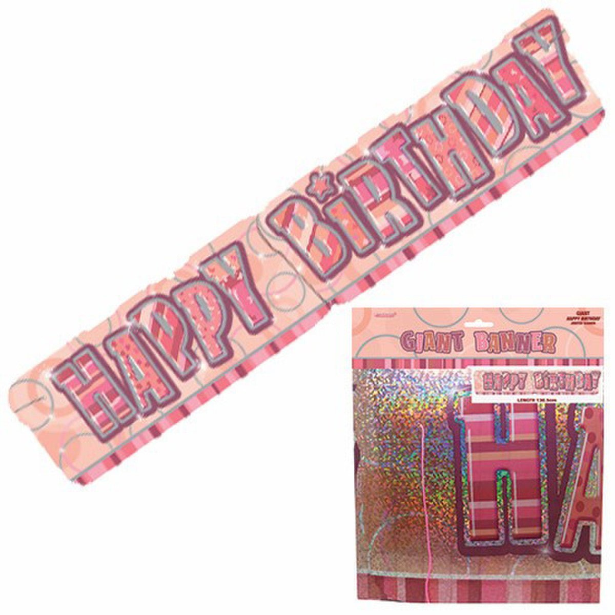 Glitz Rose Gold "Happy Birthday" Giant Prismatic Jointed Banner - 1.36m - The Party Marketplace