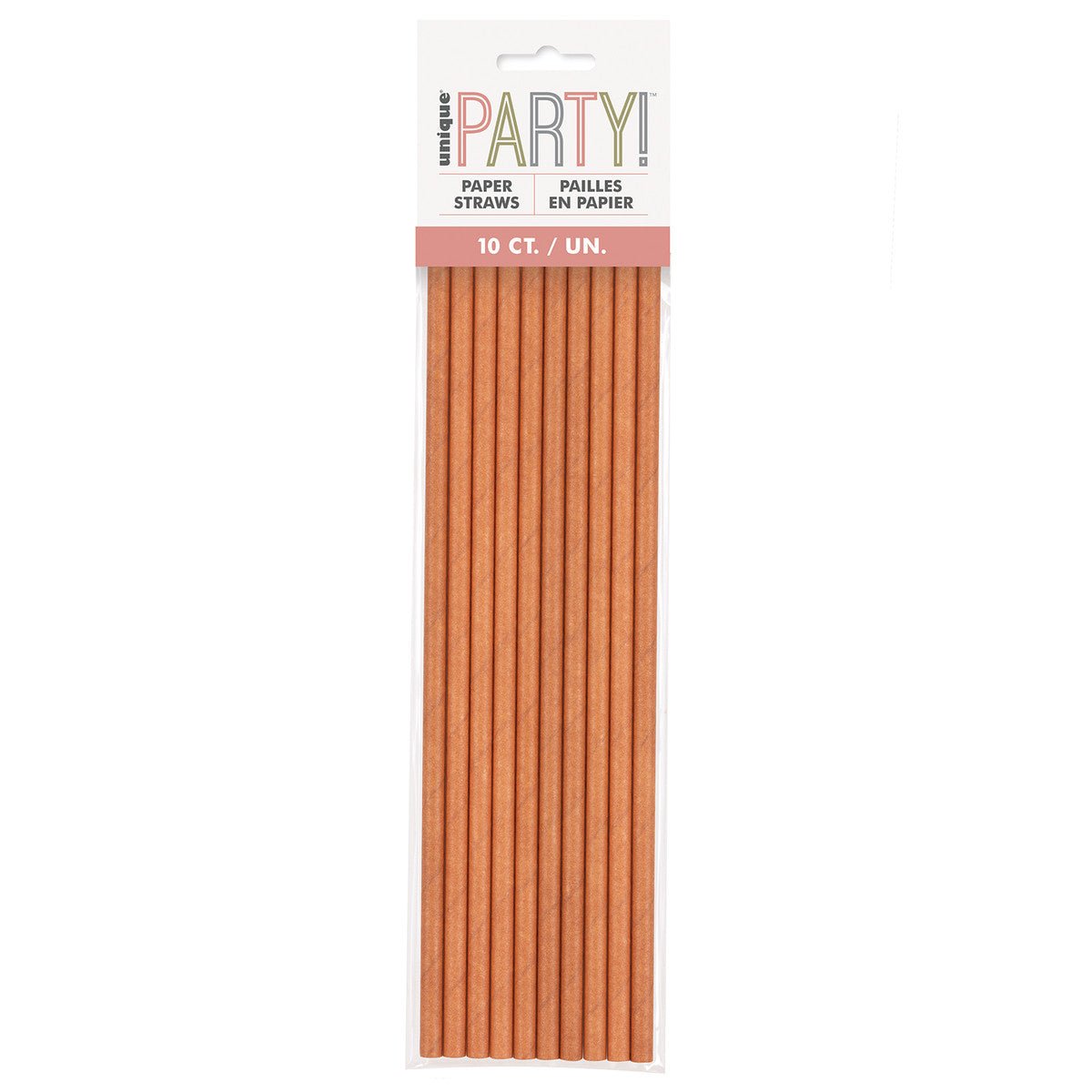 Glitz Rose Gold Paper Straws (Pack of 10) - The Party Marketplace