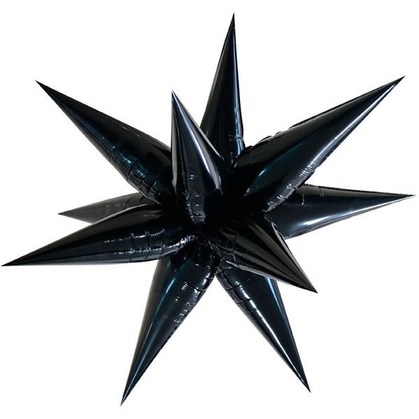 Glitz Starburst Foil Balloon - Black (100cm) - The Party Marketplace