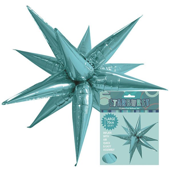 Glitz Starburst Foil Balloon - Caribbean Teal (70cm) - The Party Marketplace