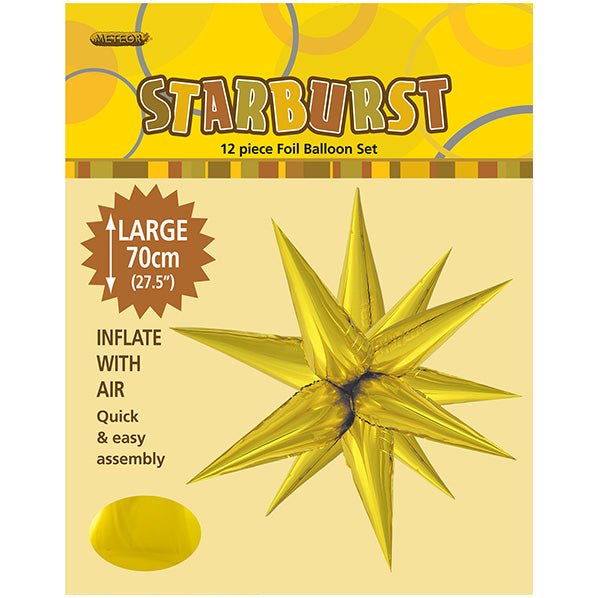 Glitz Starburst Foil Balloon - Gold (70cm) - The Party Marketplace