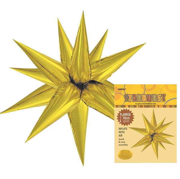 Glitz Starburst Foil Balloon - Gold (70cm) - The Party Marketplace