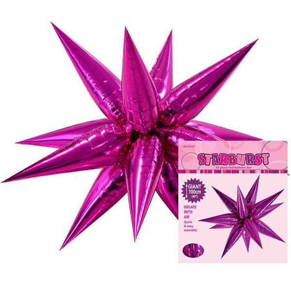 Glitz Starburst Foil Balloon - Hot Pink (100cm) - The Party Marketplace