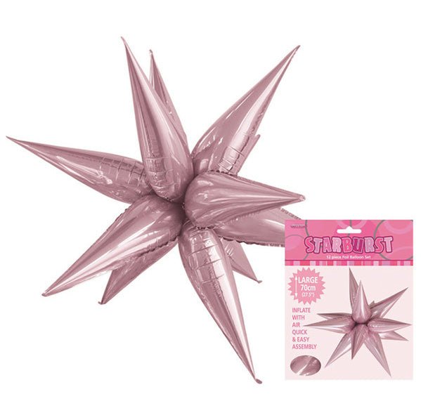 Glitz Starburst Foil Balloon - Lovely Pink (70cm) - The Party Marketplace