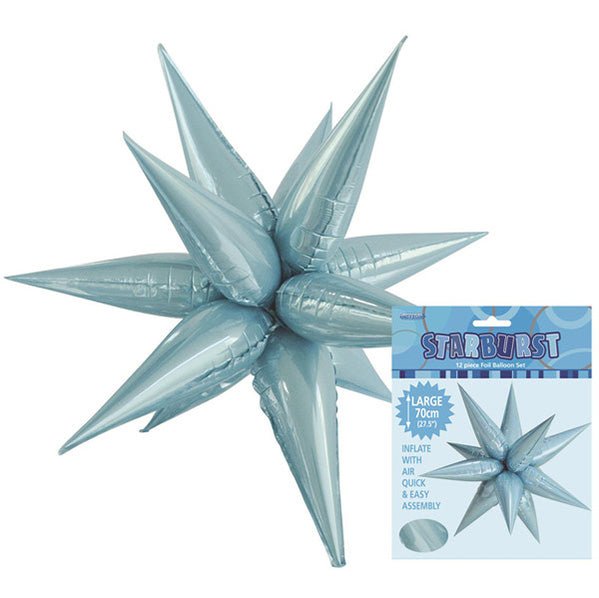 Glitz Starburst Foil Balloon - Powder Blue (70cm) - The Party Marketplace
