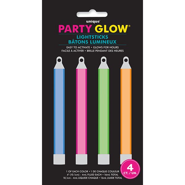 Glow Sticks - Assorted Colours 10cm (Pack of 4) - The Party Marketplace