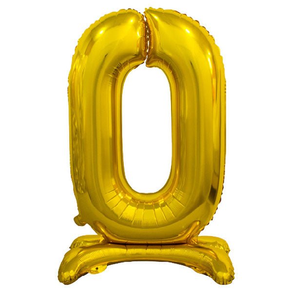 Gold "0" Giant Standing Numeral Foil Balloon (76cm) - The Party Marketplace