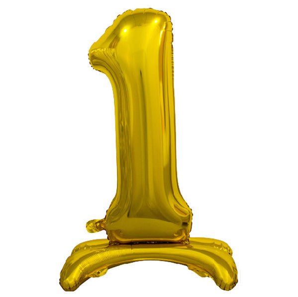 Gold "1" Giant Standing Numeral Foil Balloon (76cm) - The Party Marketplace