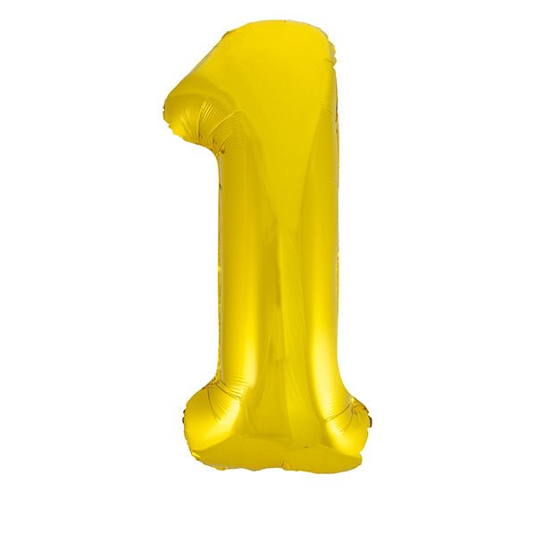 Gold "1" Numeral Foil Balloon (86cm) - The Party Marketplace