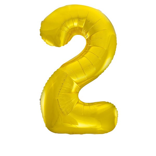 Gold "2" Numeral Foil Balloon (86cm) - The Party Marketplace