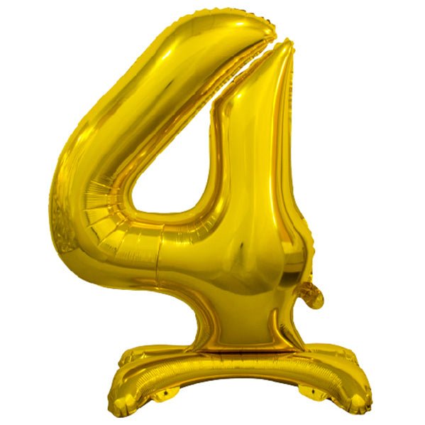 Gold "4" Giant Standing Numeral Foil Balloon (76cm) - The Party Marketplace